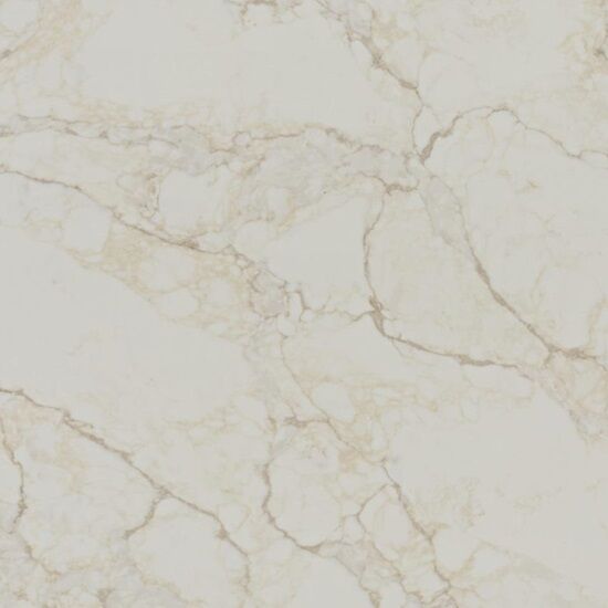 a close-up of Calacatta Cream printed quartz